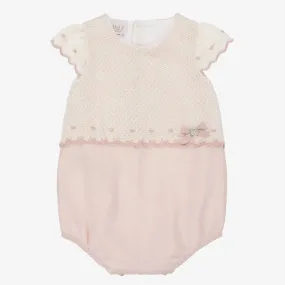 Baby Girls Pink & Ivory Cotton Shortie
