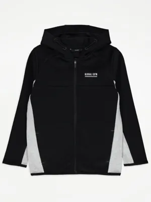 Black Panelled Global Edition Zip Up Hoodie | Kids | George at ASDA