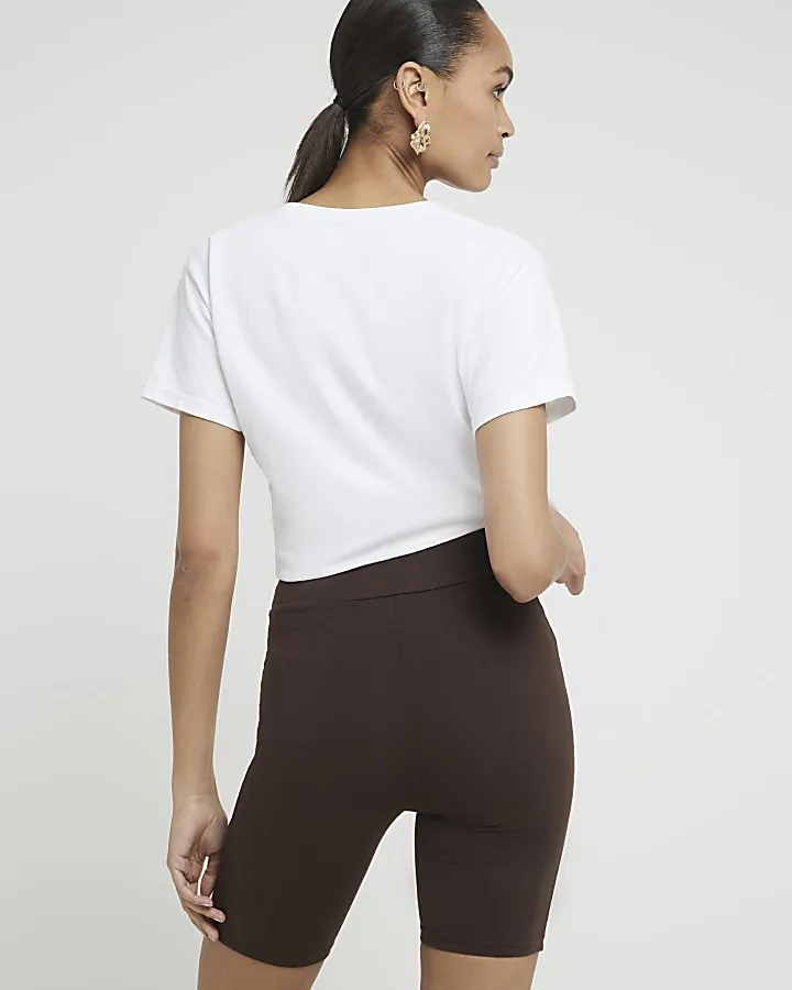 Brown high waisted cycling shorts