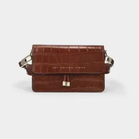 Chylak  Shoulder Hobo Bag - Chylak - Caramel Glossy  - Croc Embossed Leather