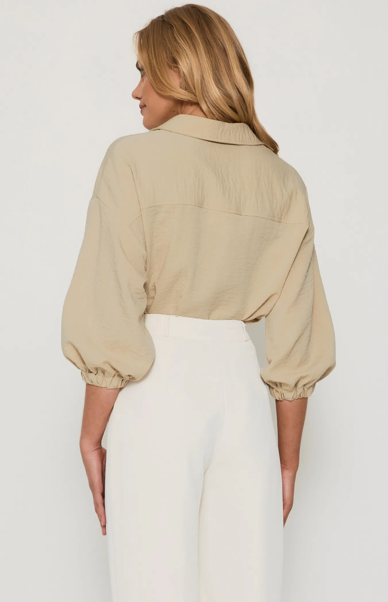 Front Pocket Detail 3/4 Sleeve Shirt (WTO481B)