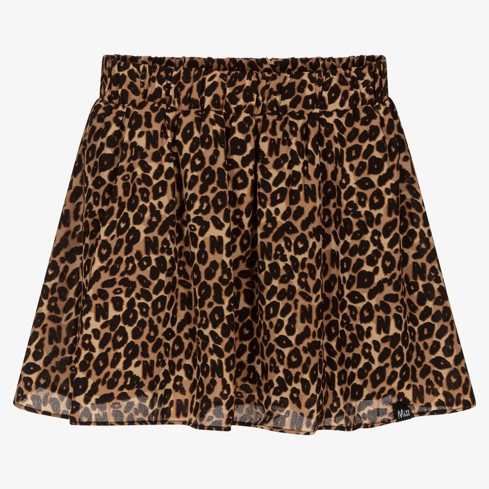 Girls Brown Leopard Skirt