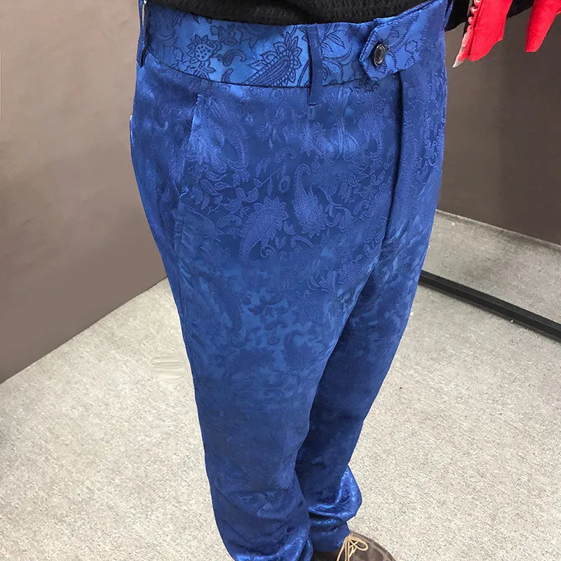 Men's Zipper Fly Closure Flat Front Style Ankle Business Casual Pants