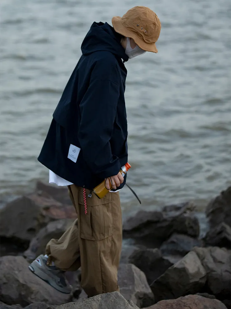   Outdoor Loose Jacket Top Waterproof Hooded Jacket   