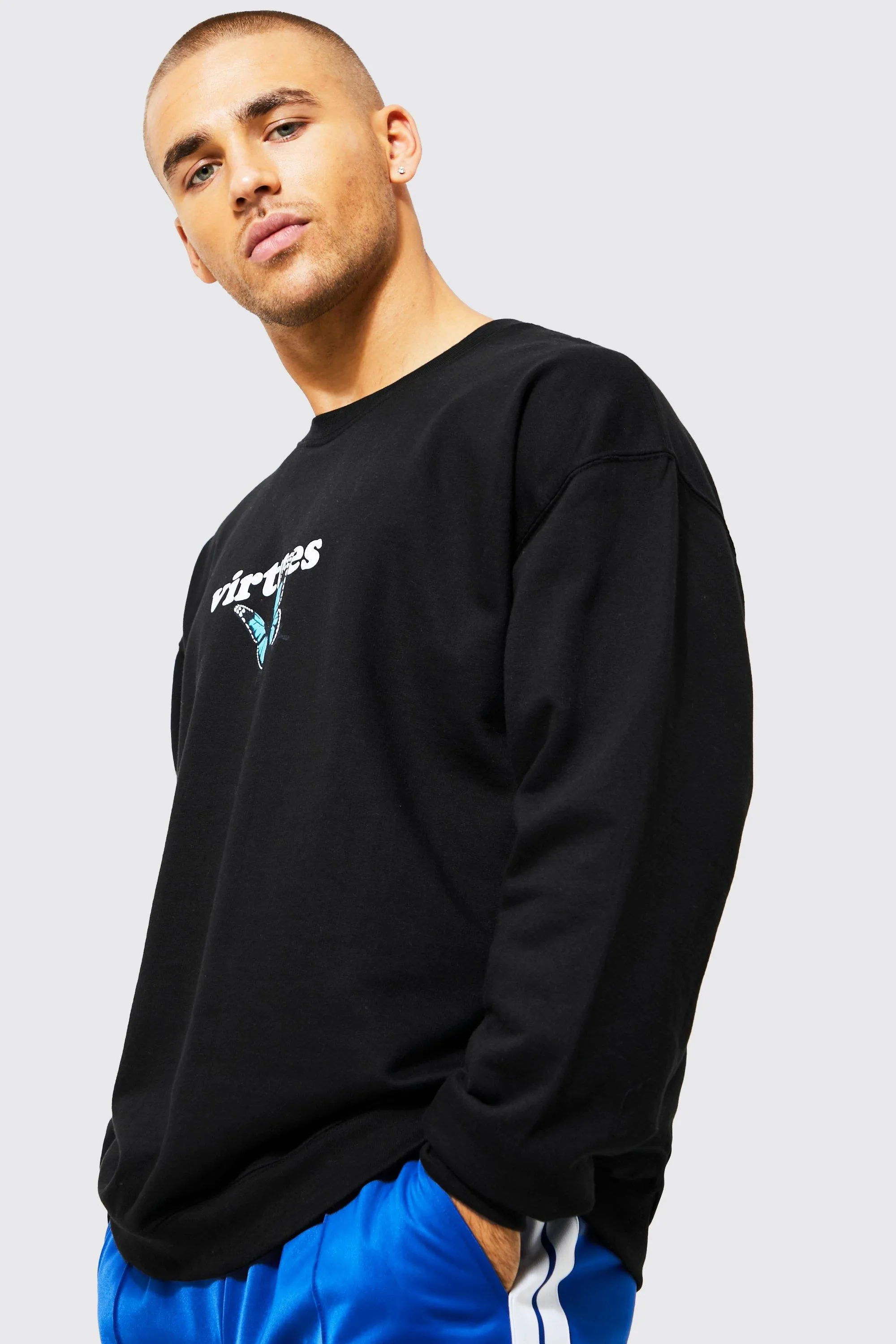 Oversized Butterfly Virtue Graphic Sweatshirt