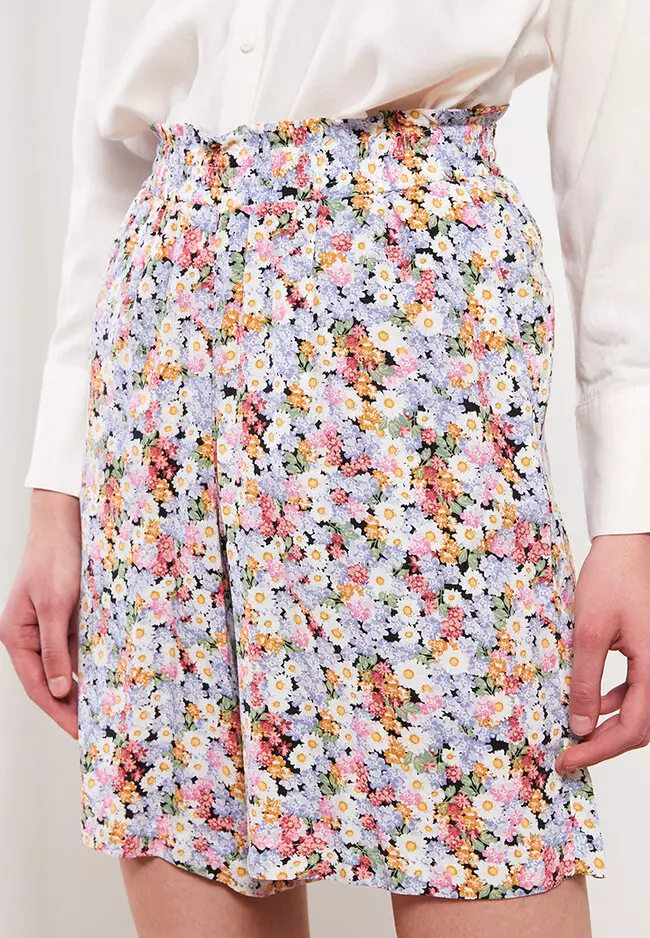 Patterned Viscose Shorts
