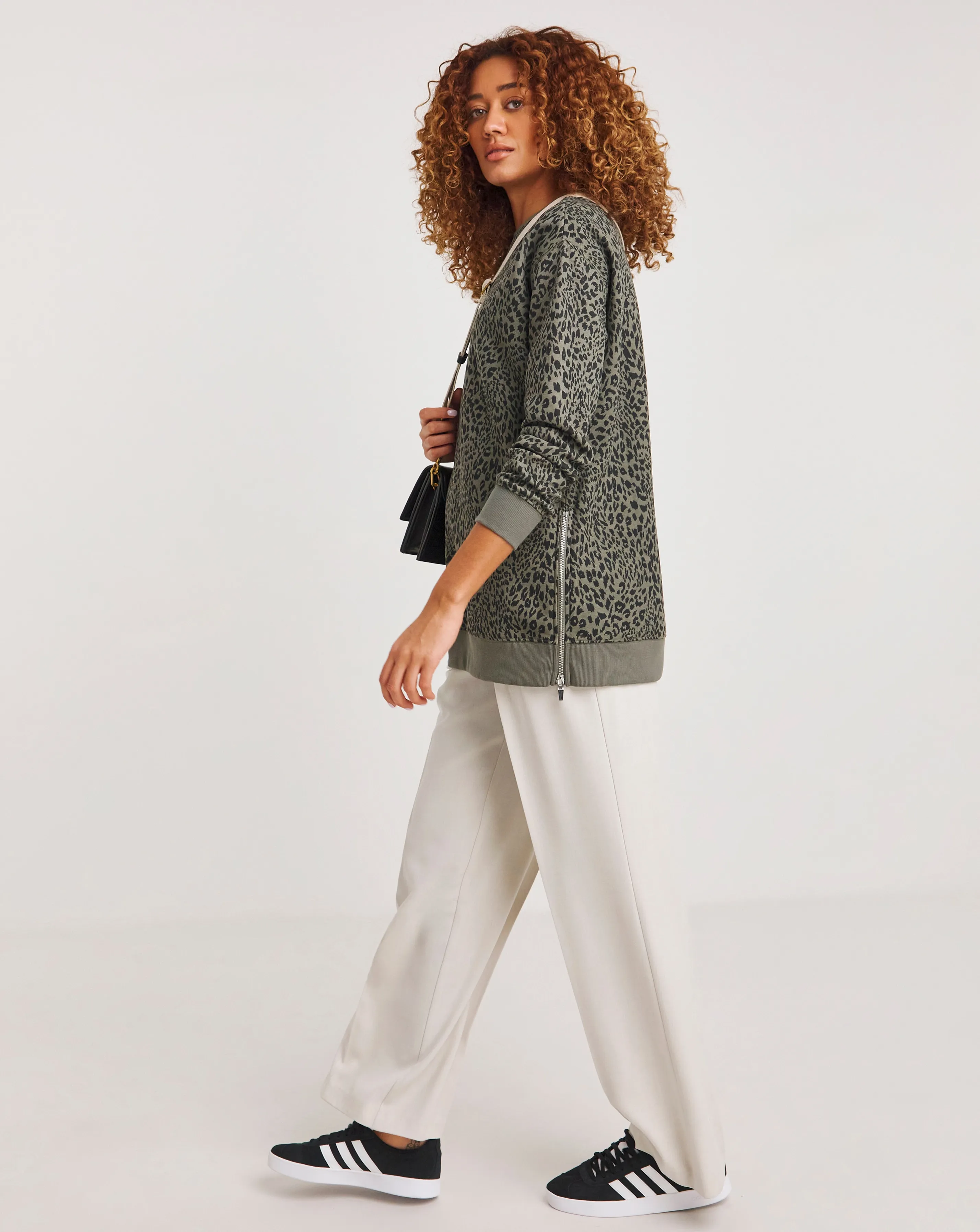 Side Zip Longline Sweatshirt