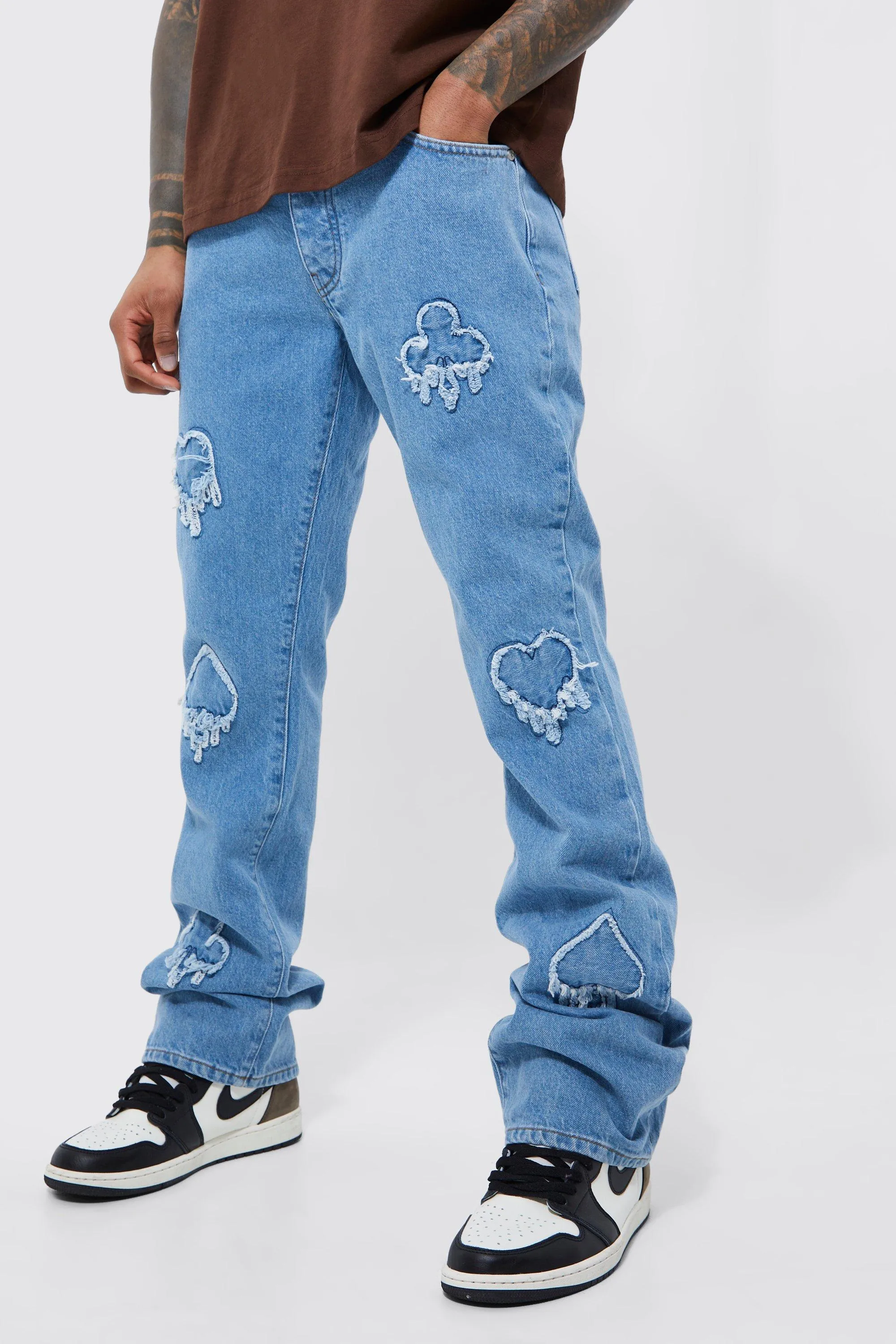 Slim Flare Applique Panel Jeans