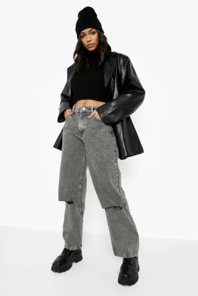 Split Knee Wide Leg Jeans