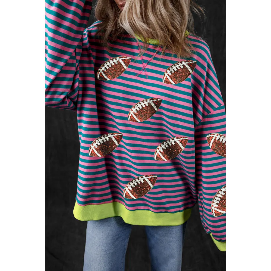 Striped Football Long Sleeve Sweatshirt