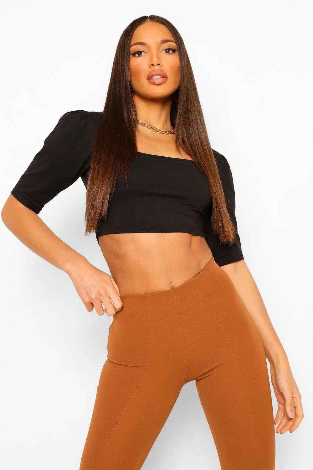 Tall Cotton Square Neck Puff Sleeve Top