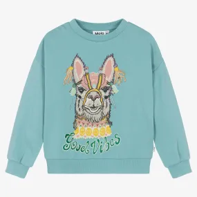 Teen Girls Blue Llama Sweatshirt