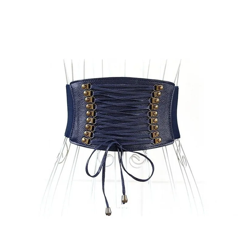 Women's Synthetic Leather Elastic Wide Tassel Party Ball Dress Belt