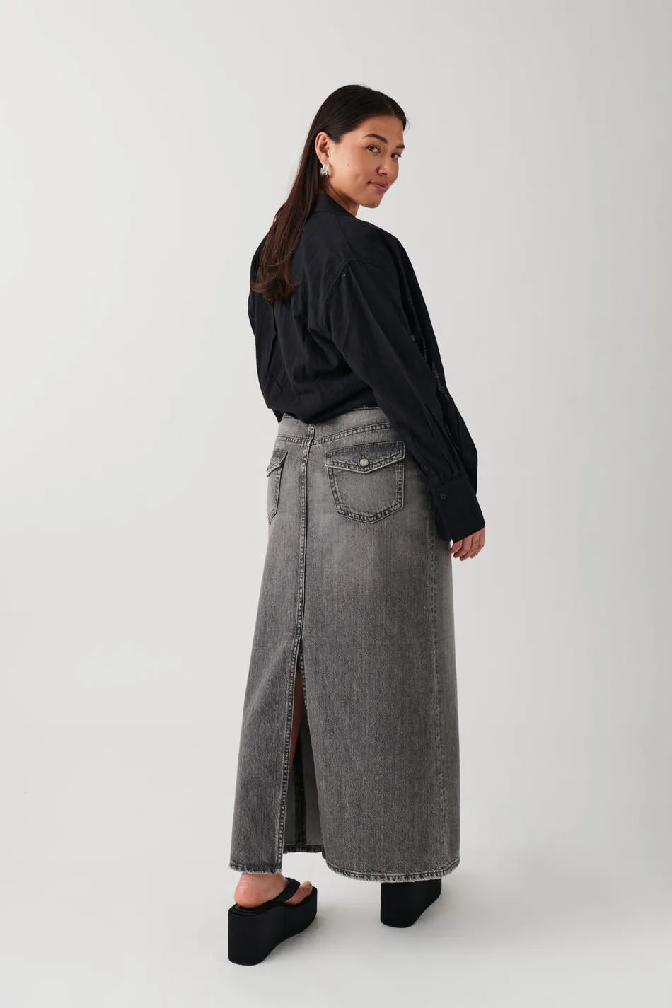 Y2k long denim skirt